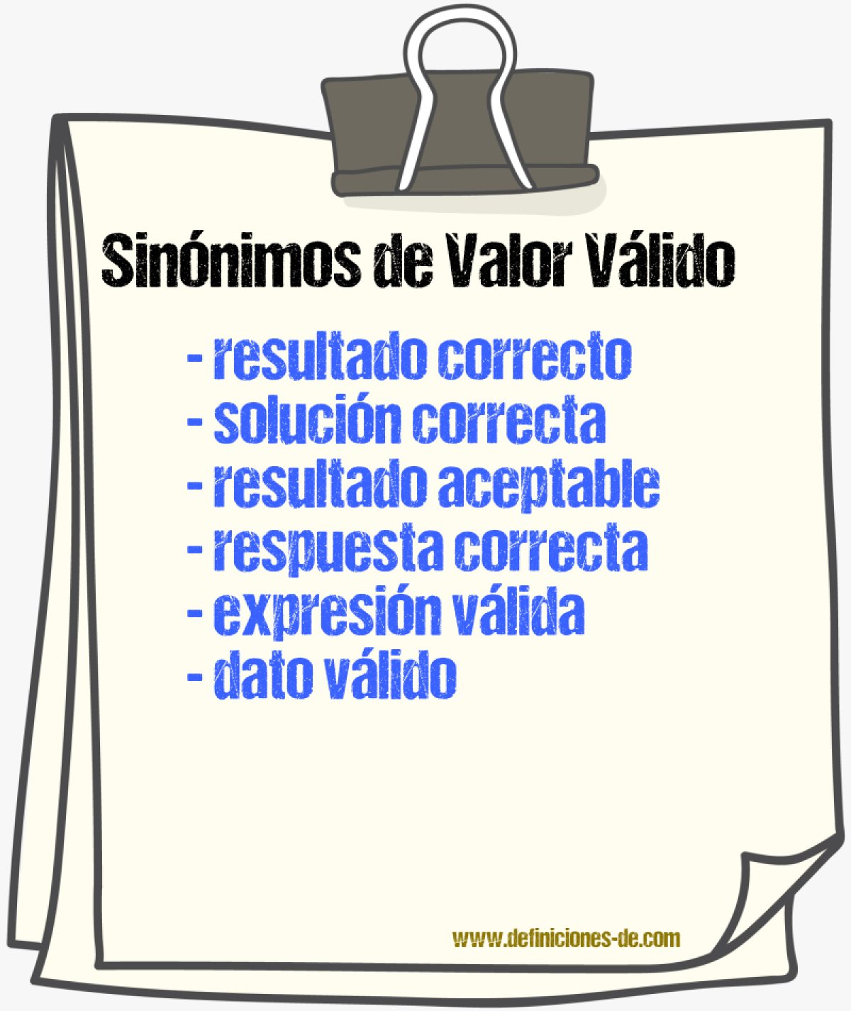 Sinónimos de valor válido