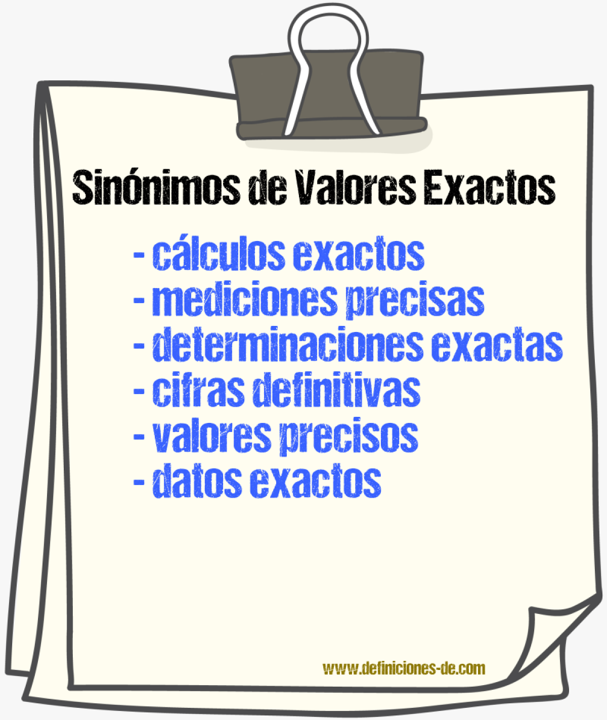 Sinónimos de valores exactos