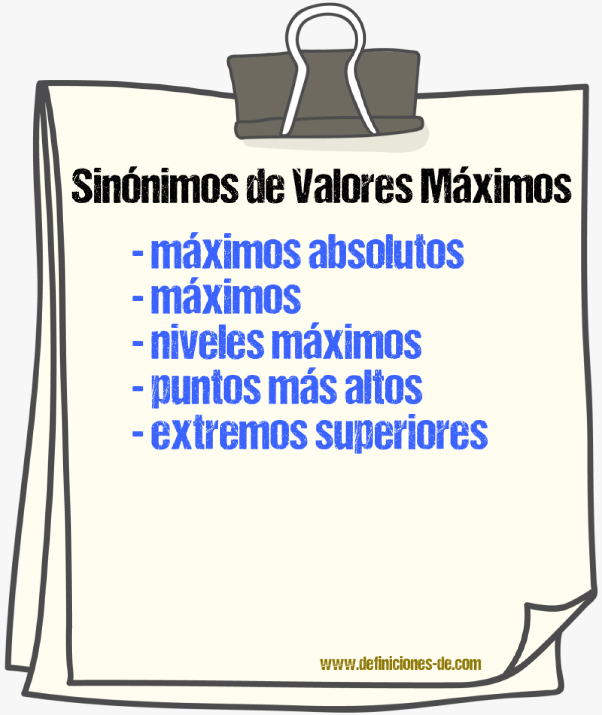 Sinónimos de valores máximos