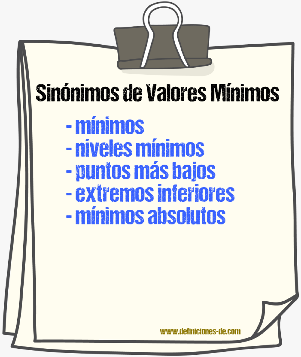 Sinónimos de valores mínimos