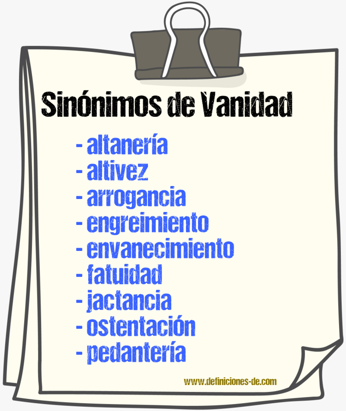 Sinnimos de vanidad