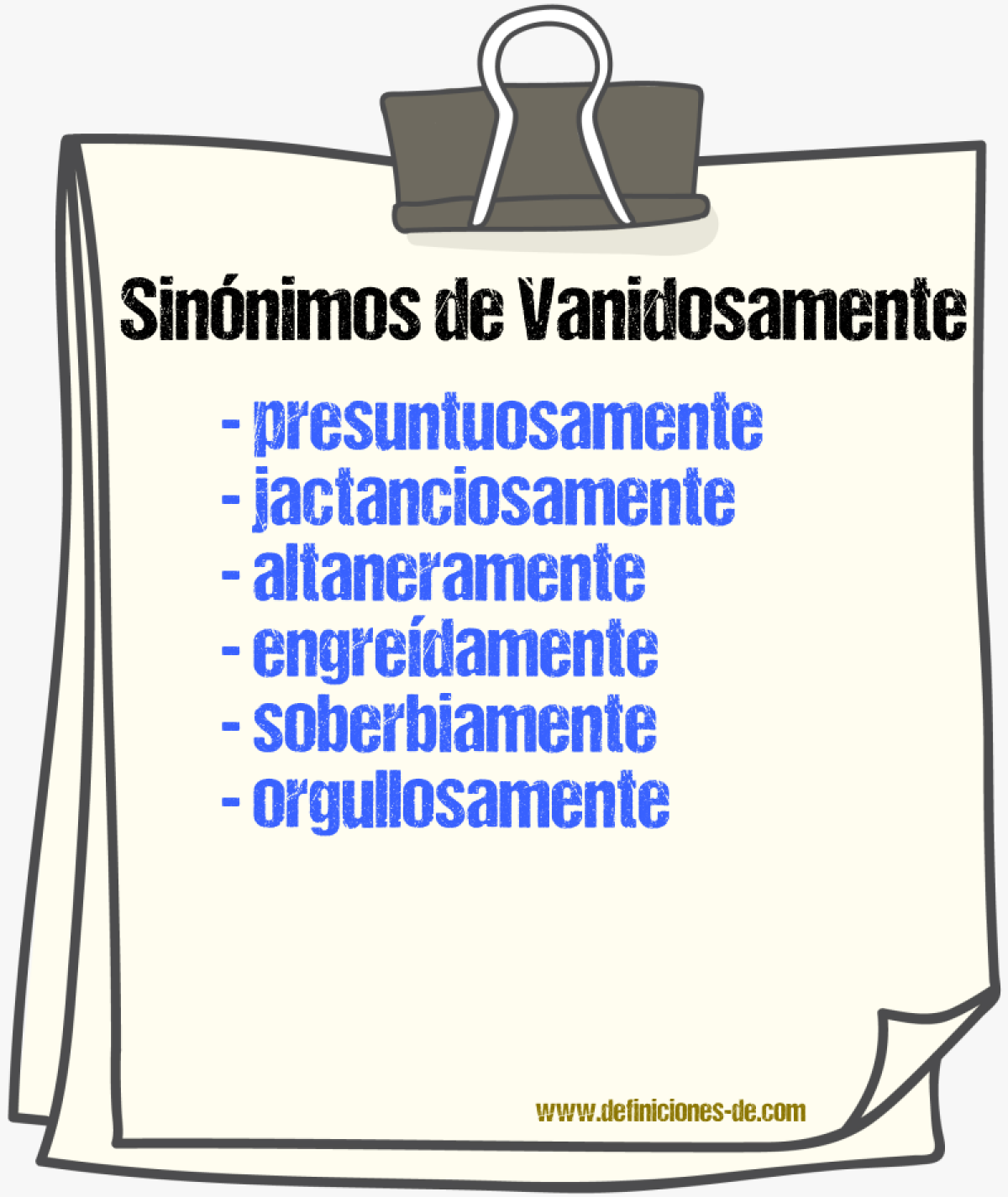 Sinónimos de vanidosamente