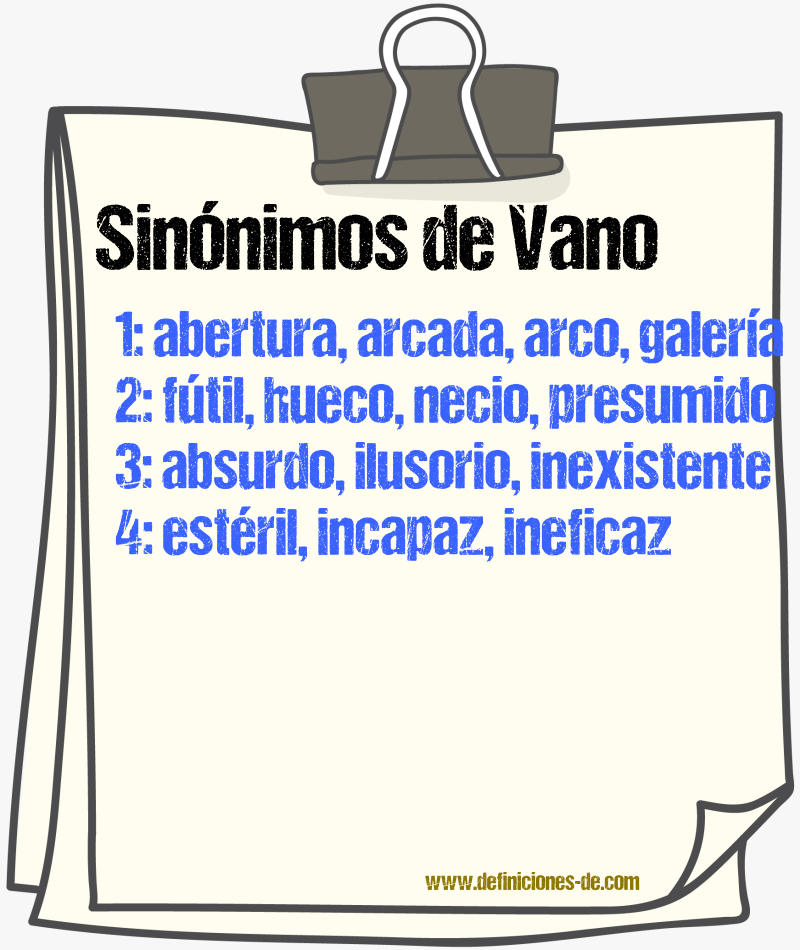 Sinnimos de vano