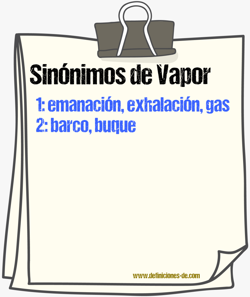 Sinnimos de vapor