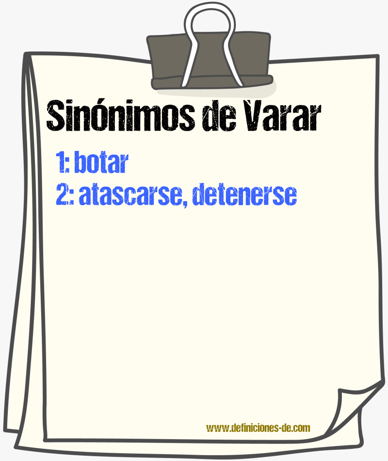 Sinnimos de varar