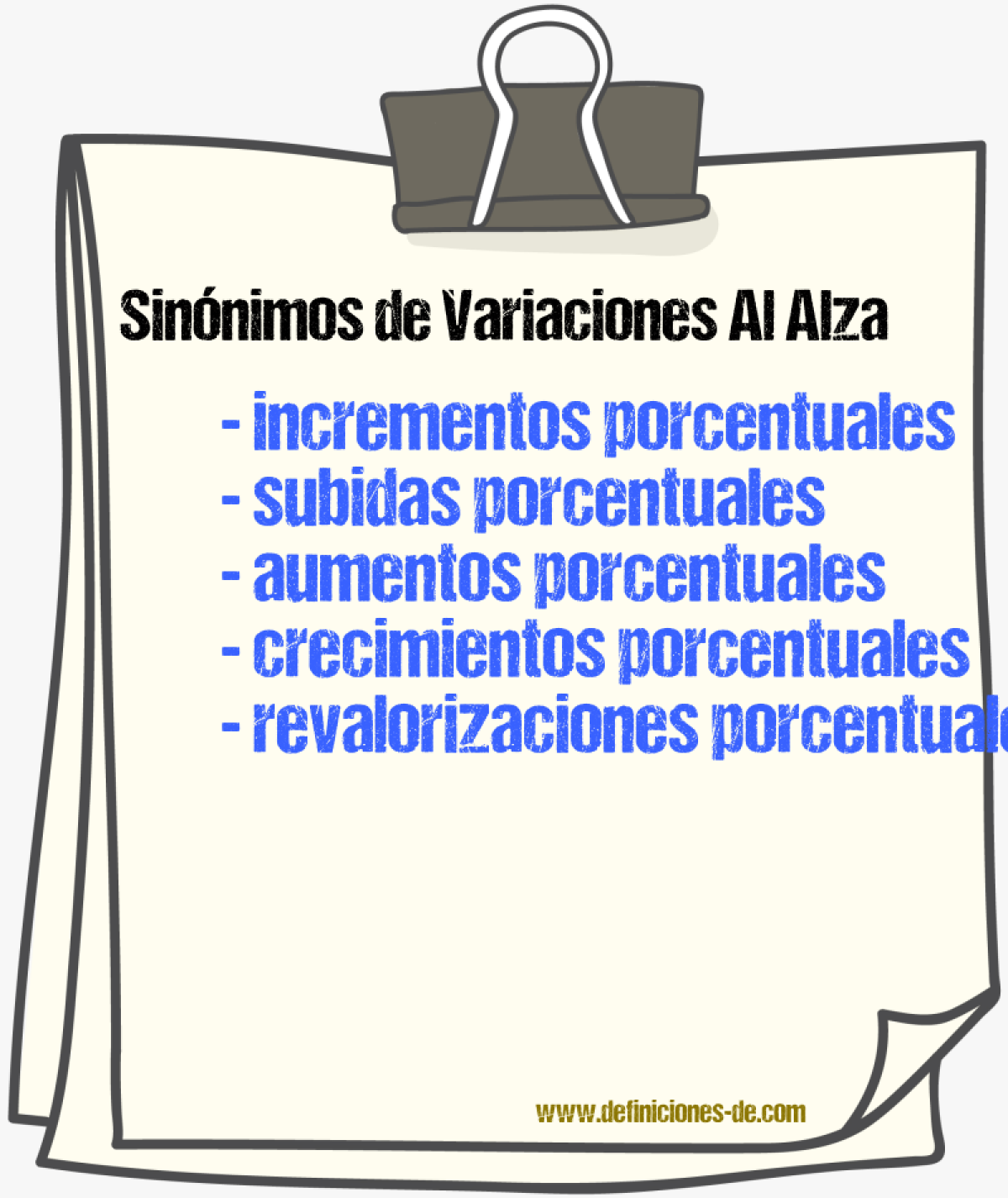 Sinónimos de variaciones al alza