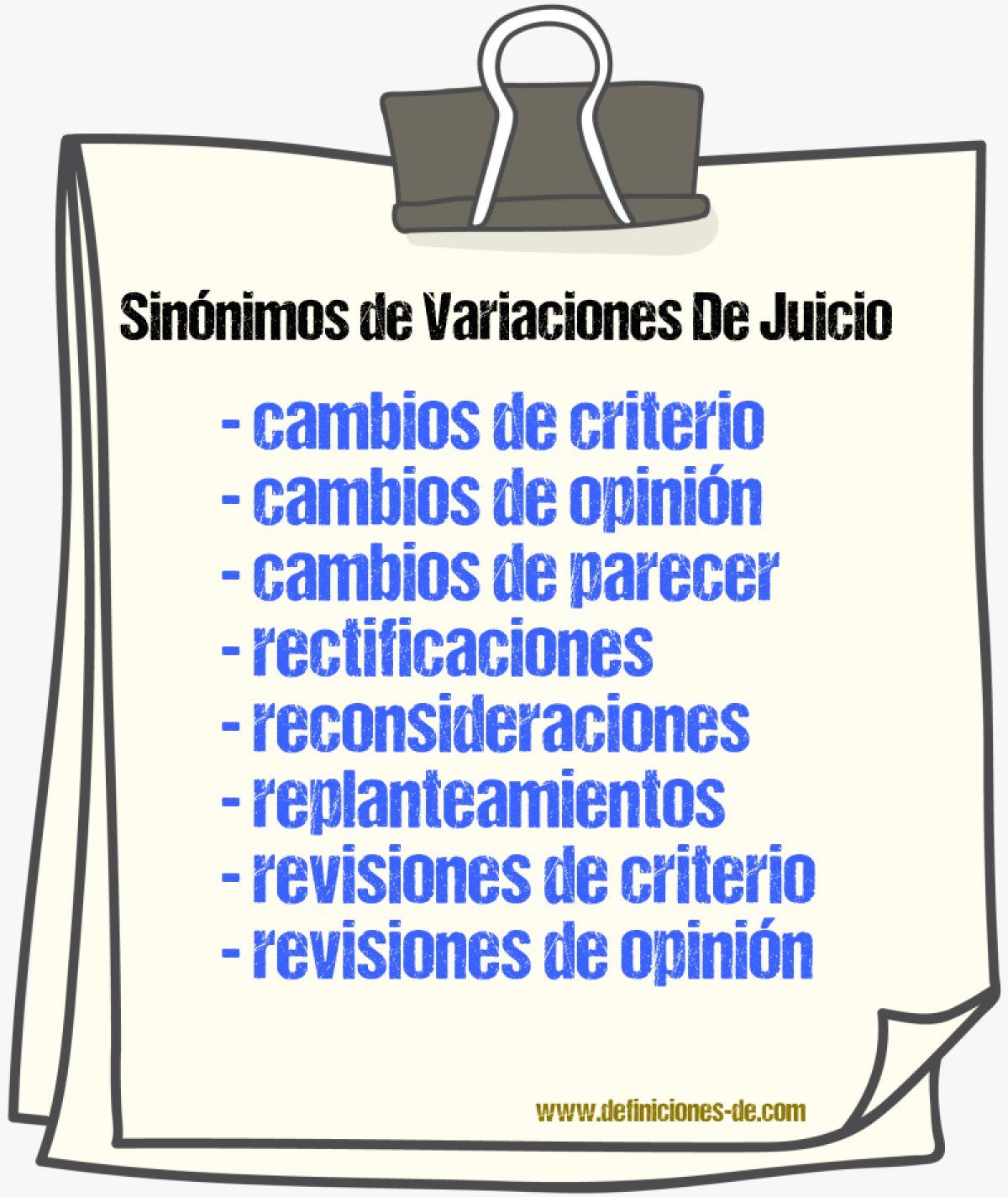 Sinónimos de variaciones de juicio