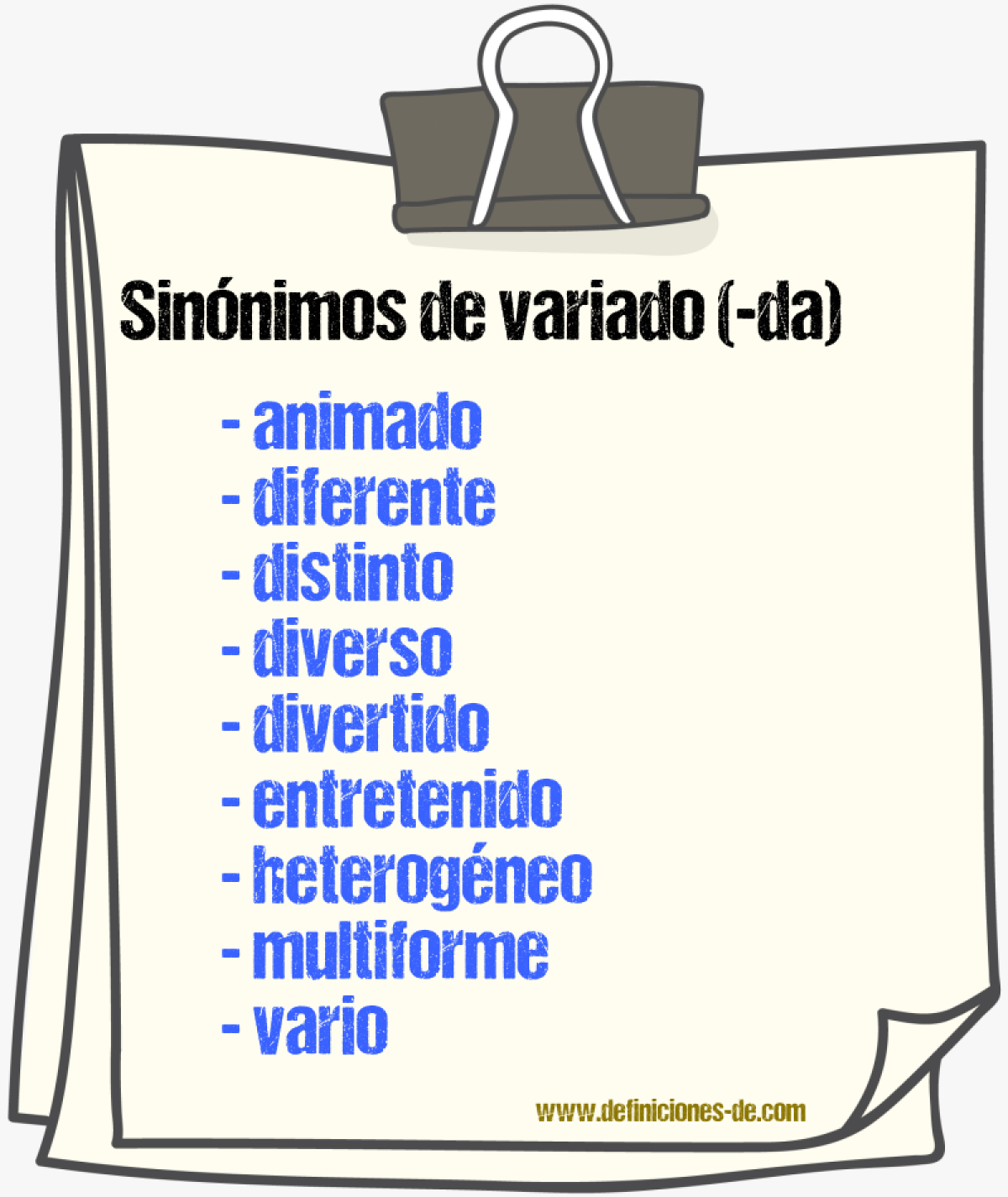 Sinnimos de variado