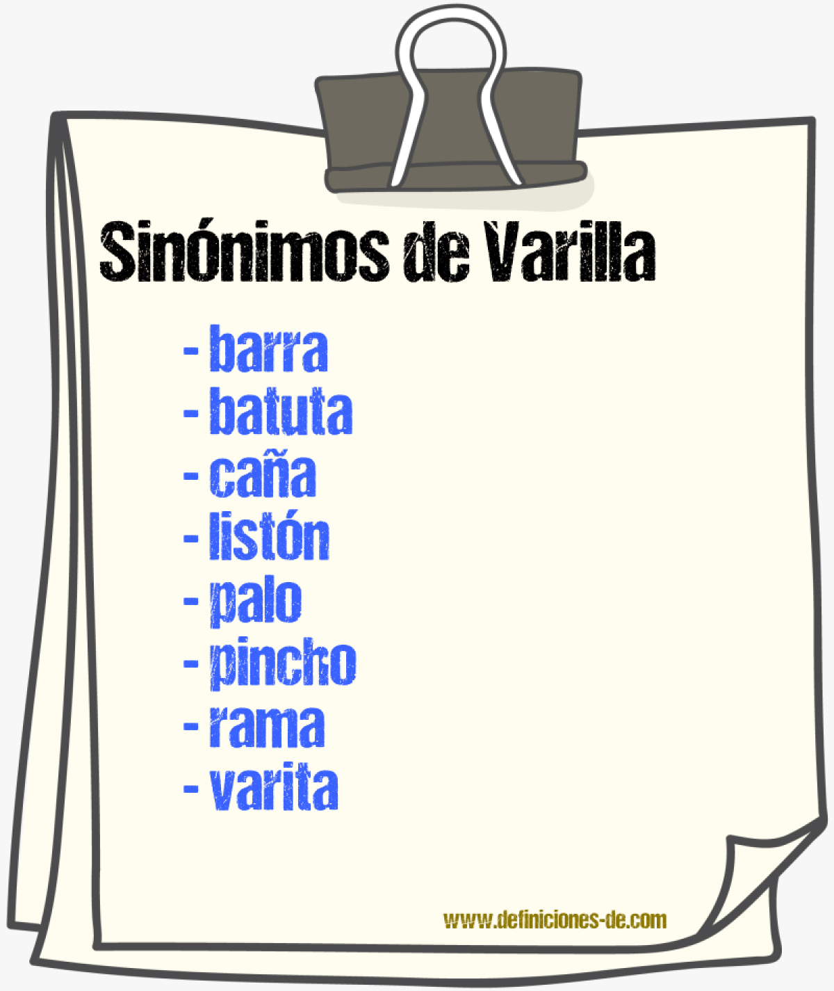 Sinnimos de varilla