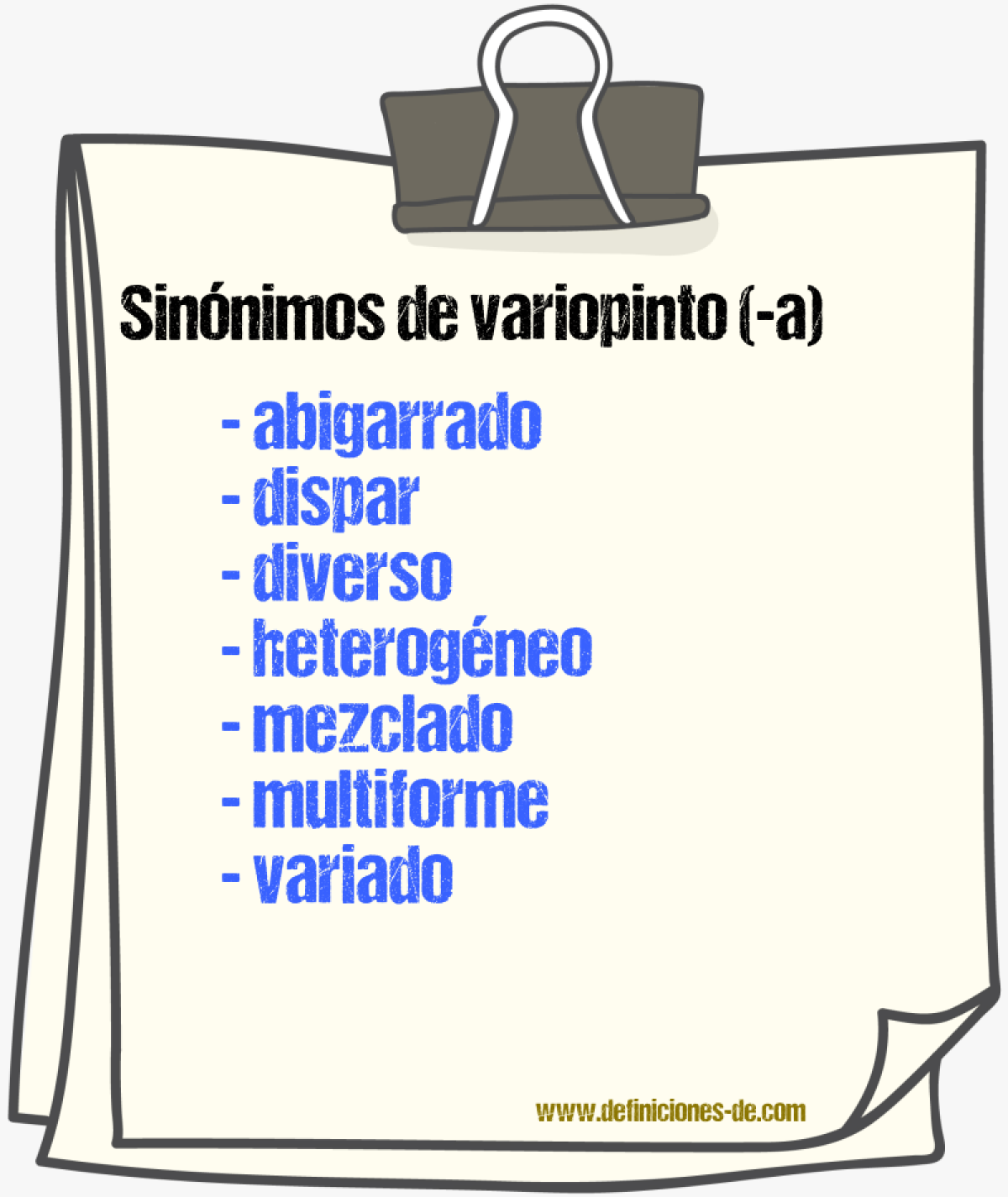 Sinnimos de variopinto