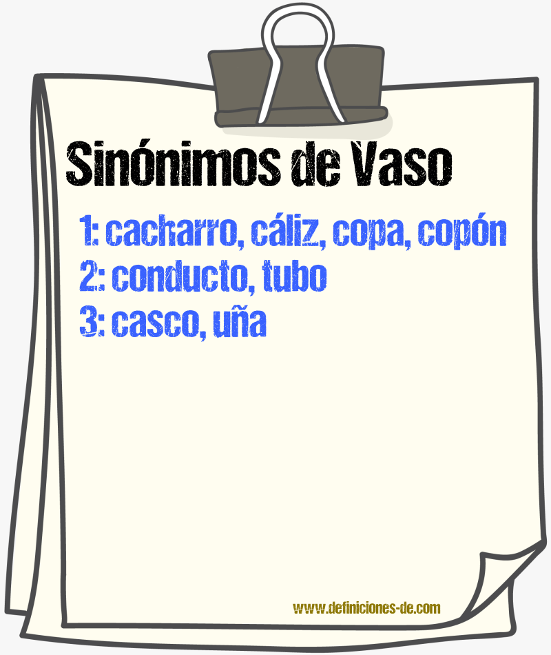 Sinnimos de vaso