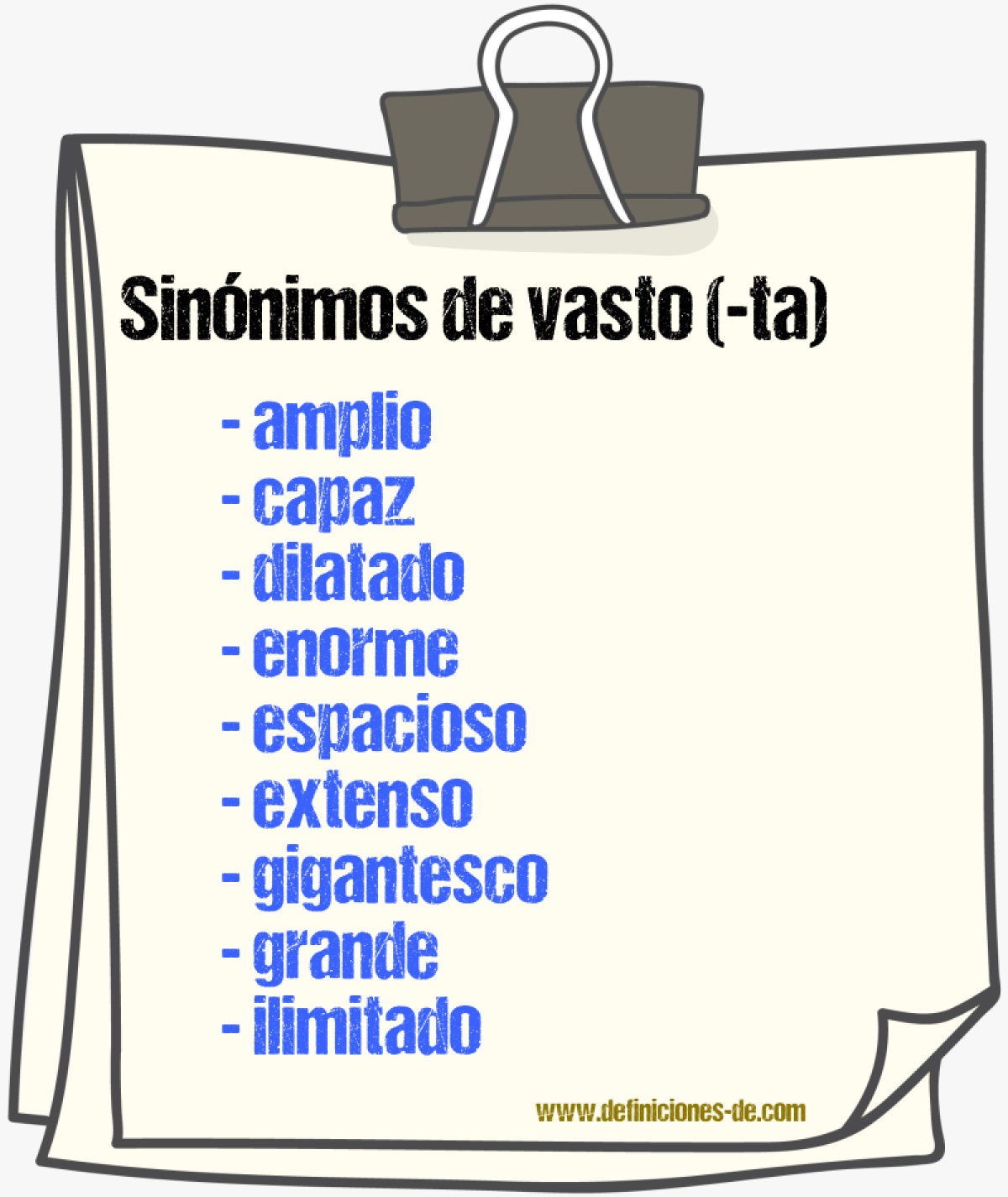 Sinnimos de vasto