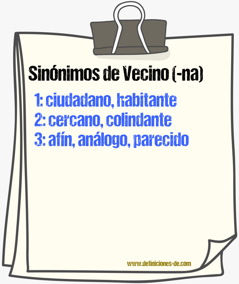 Sinnimos de vecino