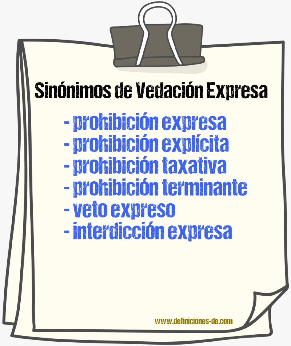 Sinónimos de vedación expresa