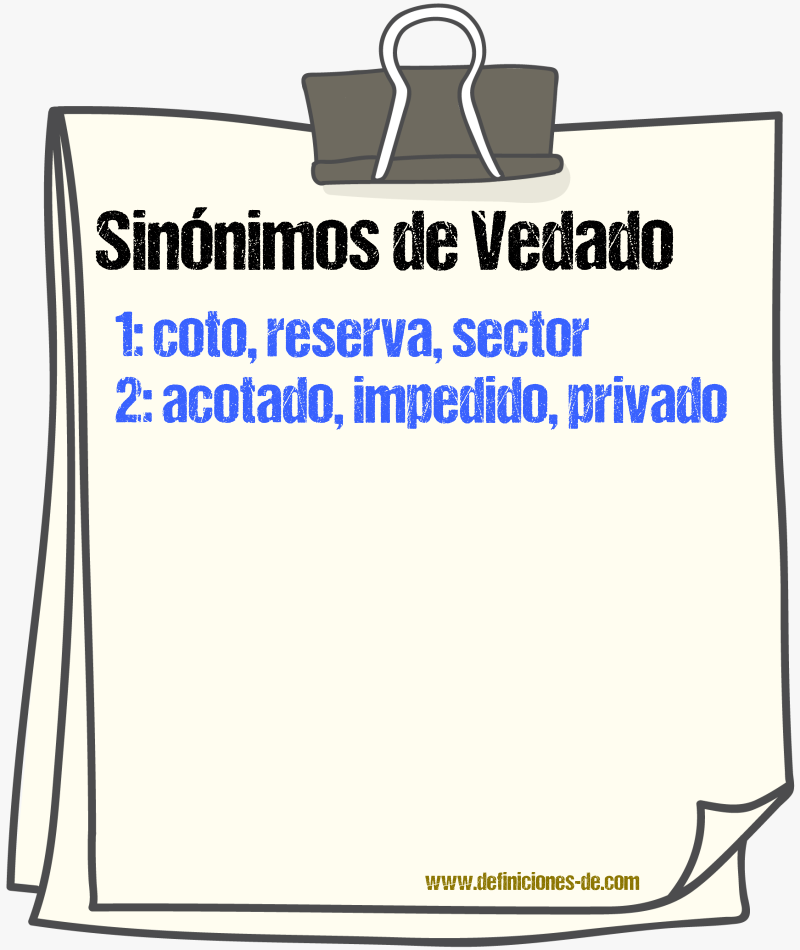 Sinnimos de vedado