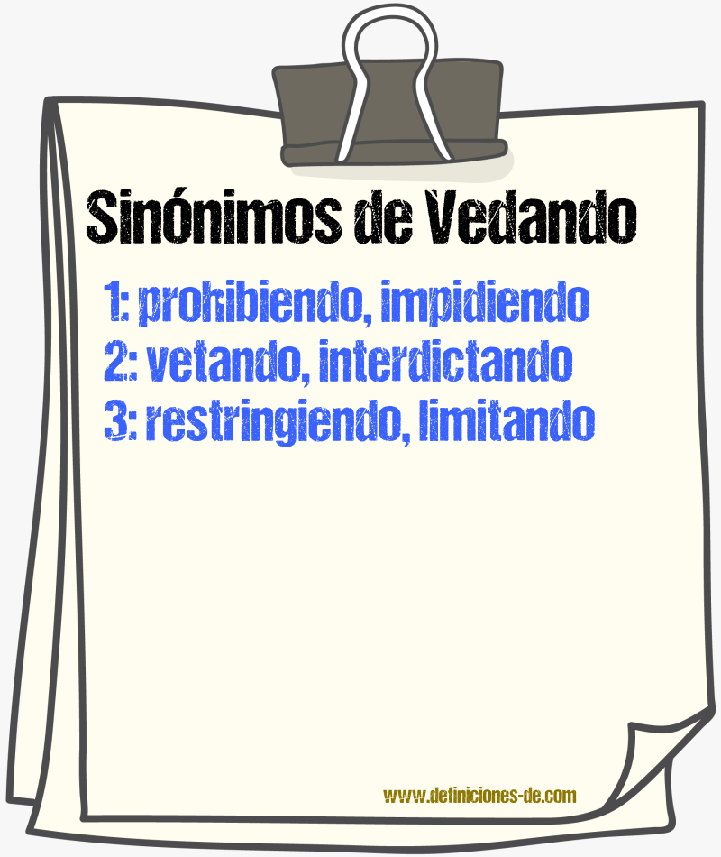 Sinónimos de vedando