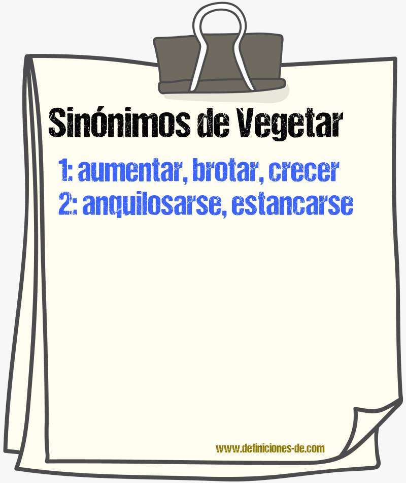 Sinónimos de vegetar