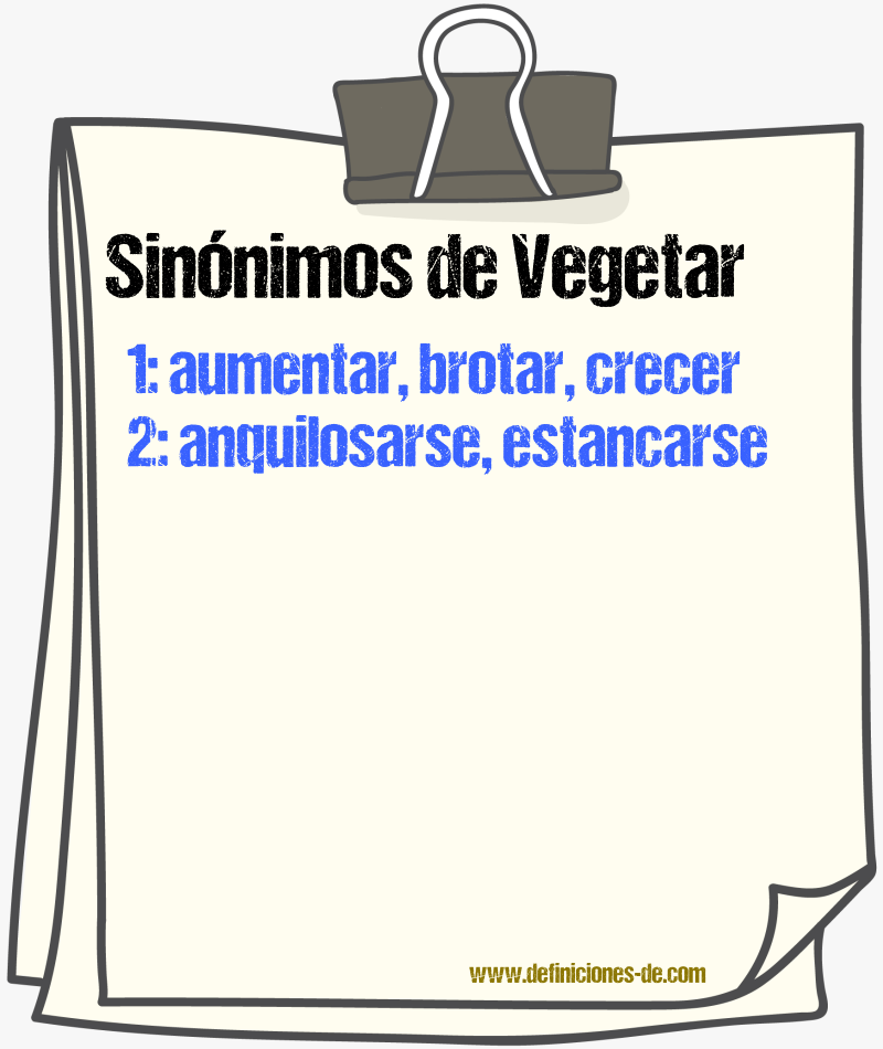 Sinnimos de vegetar