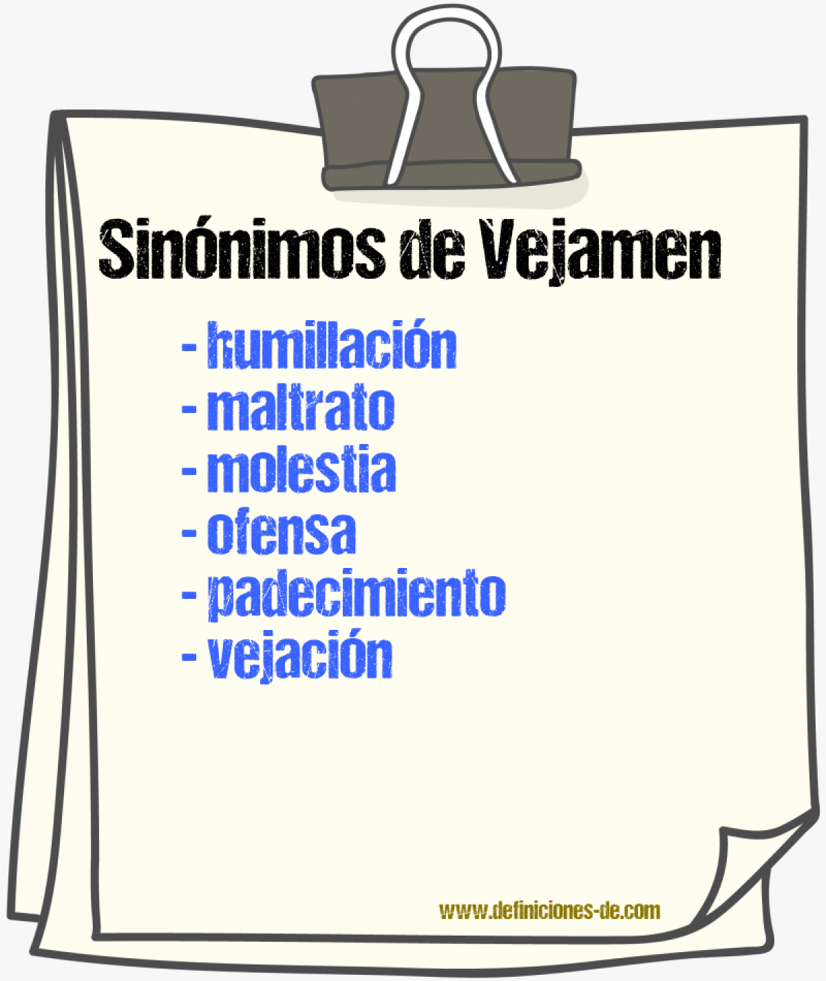 Sinnimos de vejamen