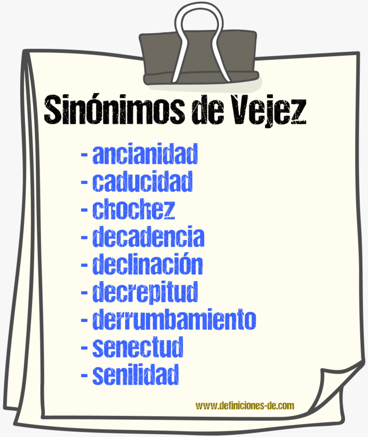 Sinnimos de vejez