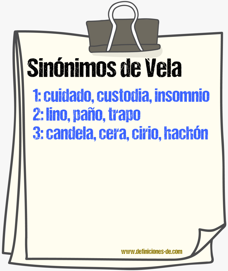 Sinnimos de vela