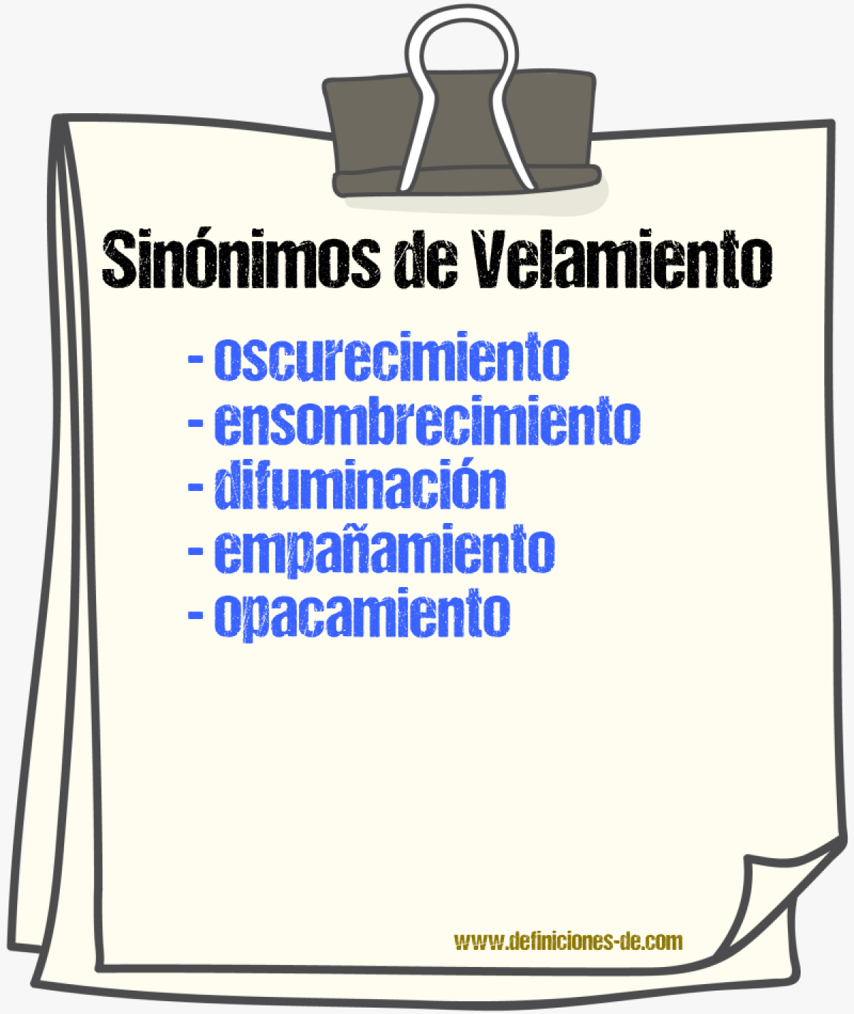 Sinónimos de velamiento