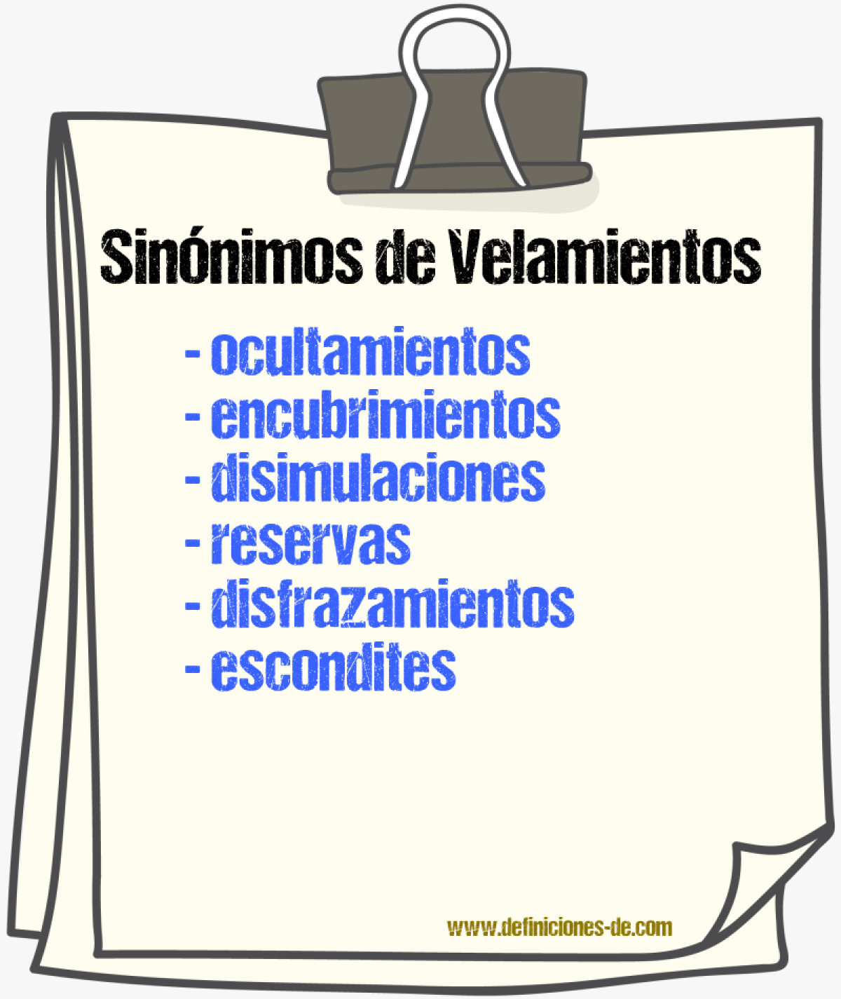 Sinónimos de velamientos