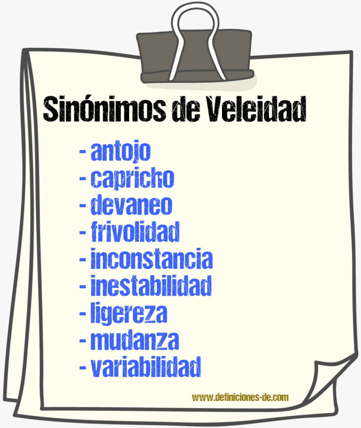 Sinnimos de veleidad