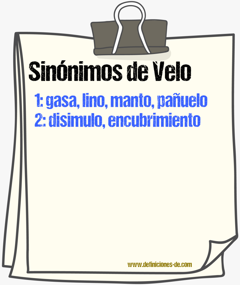 Sinnimos de velo