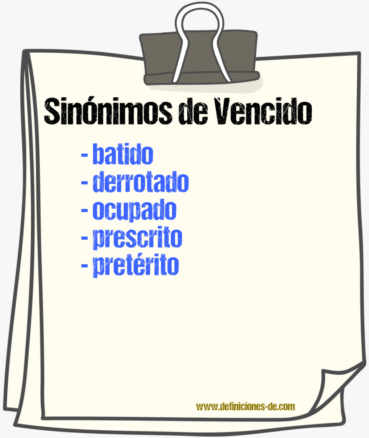 Sinnimos de vencido