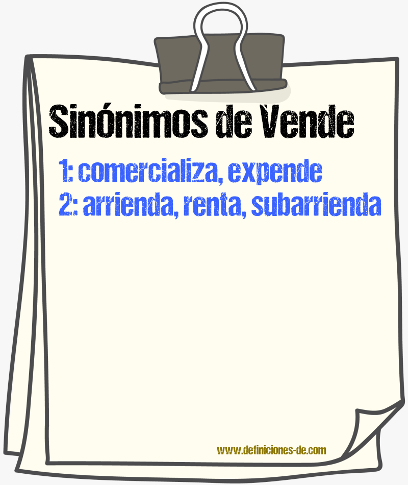 Sinónimos de vende