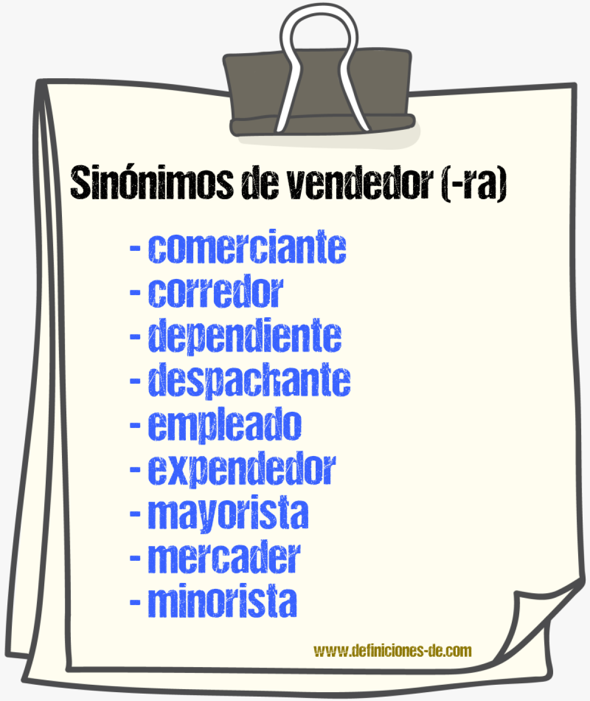 Sinnimos de vendedor