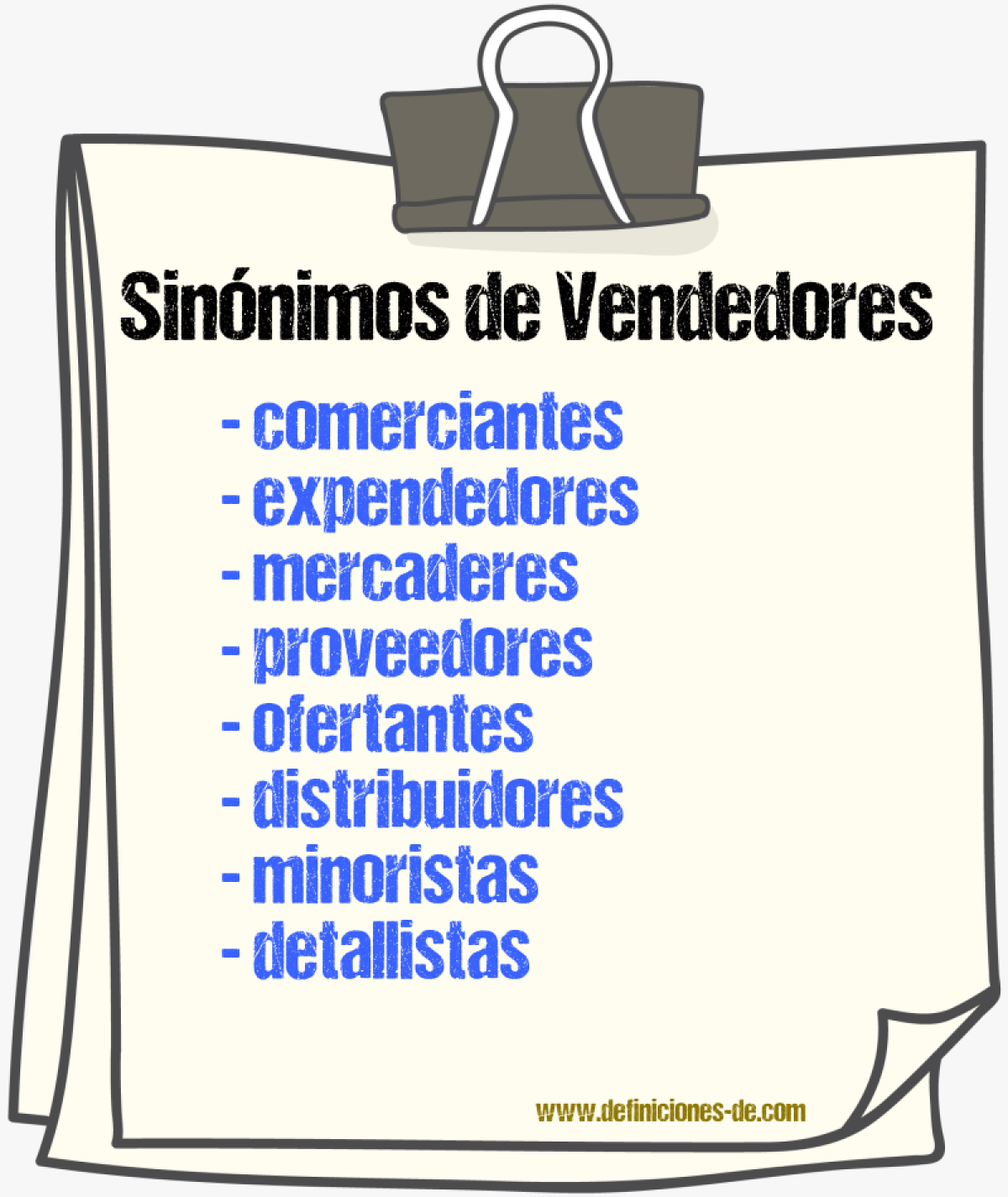 Sinónimos de vendedores