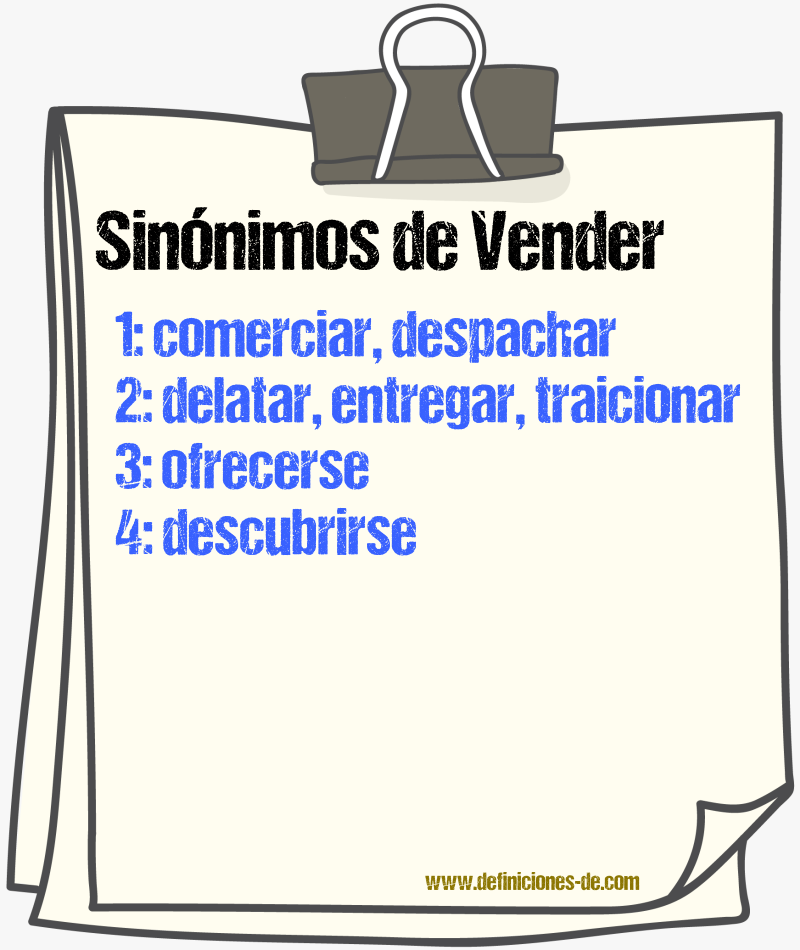 Sinnimos de vender