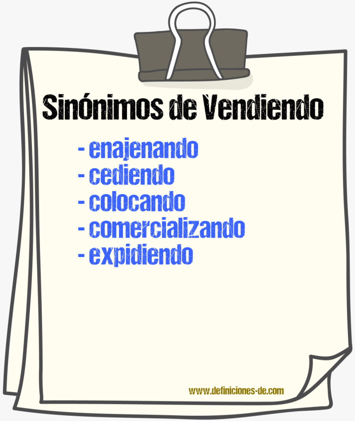 Sinónimos de vendiendo