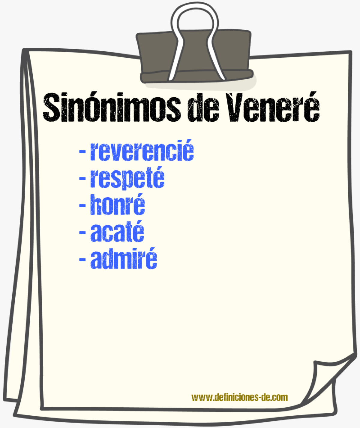 Sinónimos de veneré