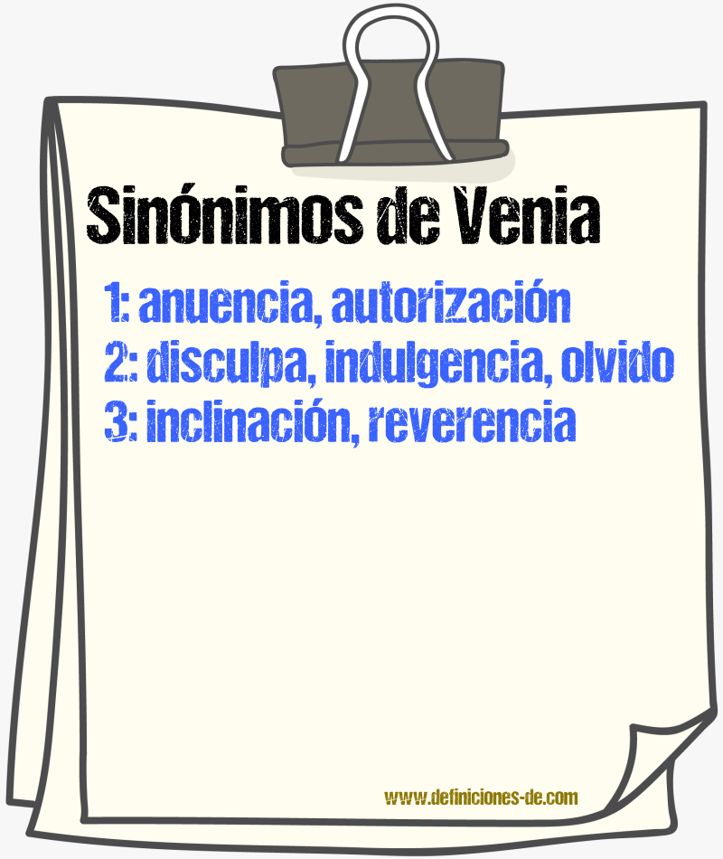 Sinnimos de venia