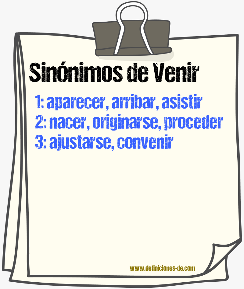 Sinnimos de venir