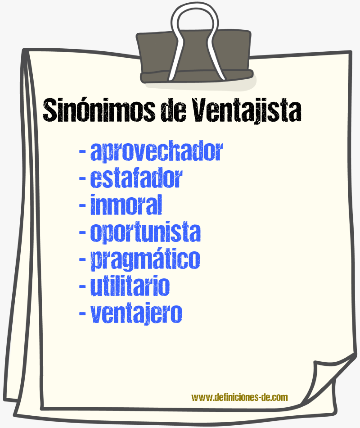 Sinnimos de ventajista