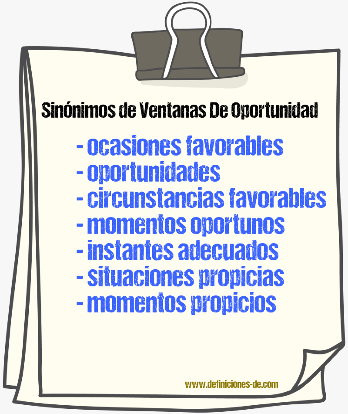 Sinónimos de ventanas de oportunidad