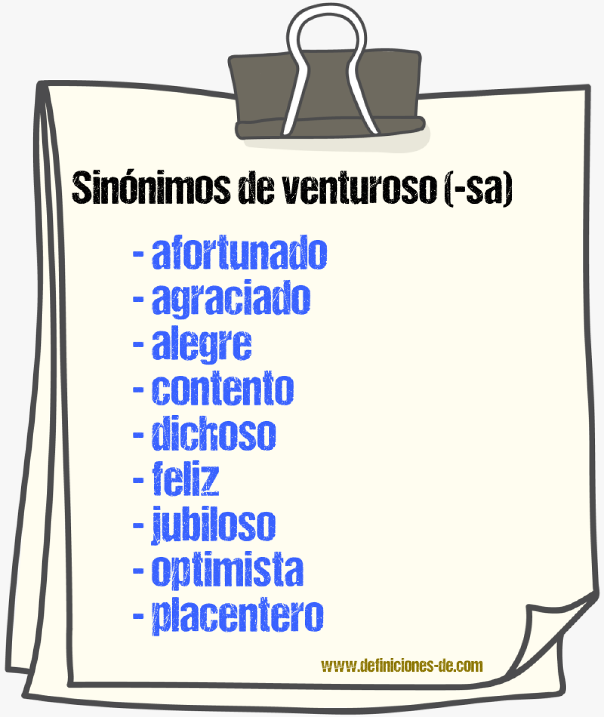 Sinnimos de venturoso