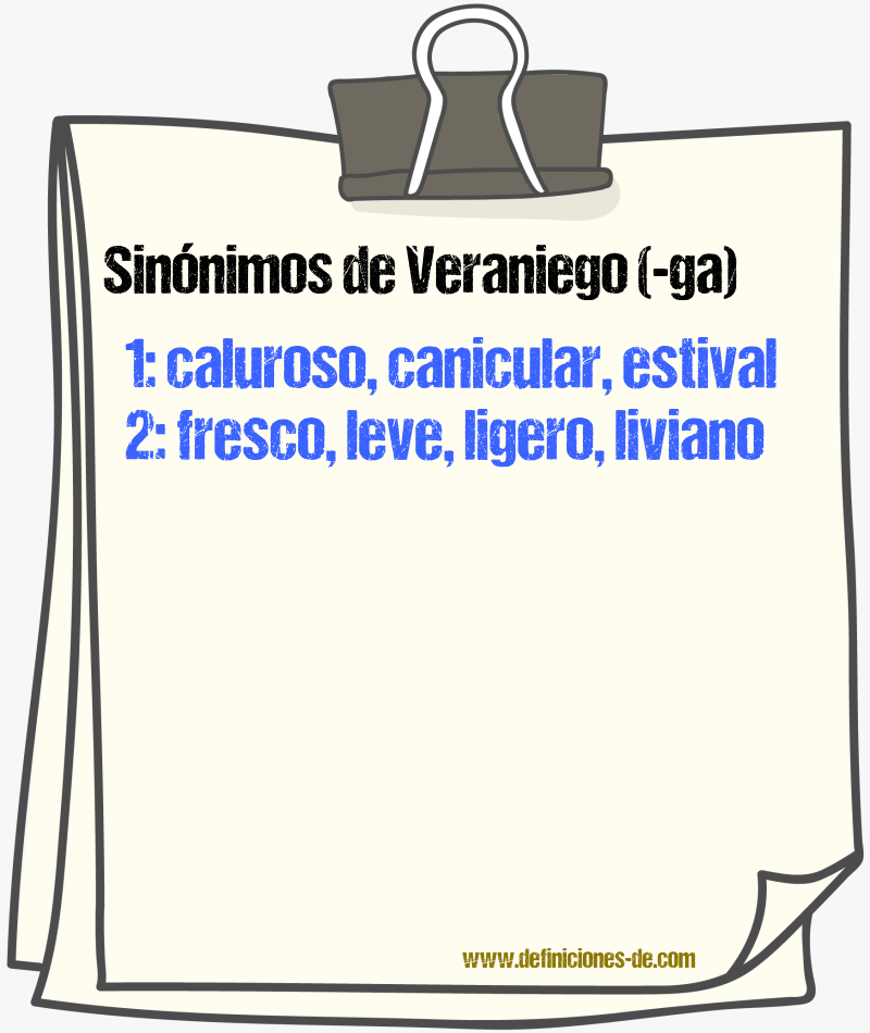 Sinnimos de veraniego