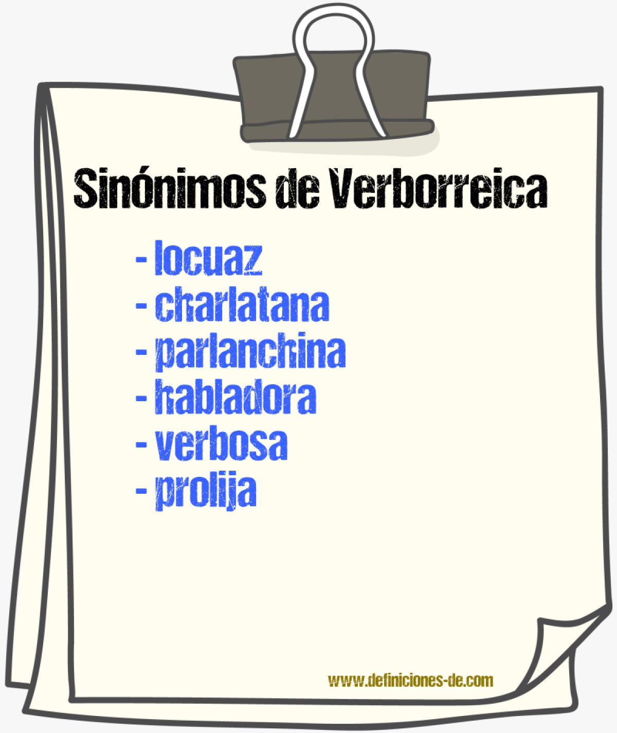 Sinónimos de verborreica