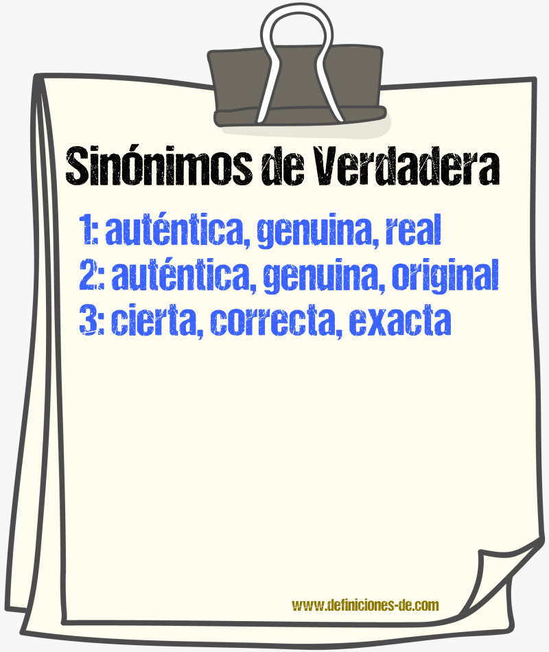 Sinónimos de verdadera
