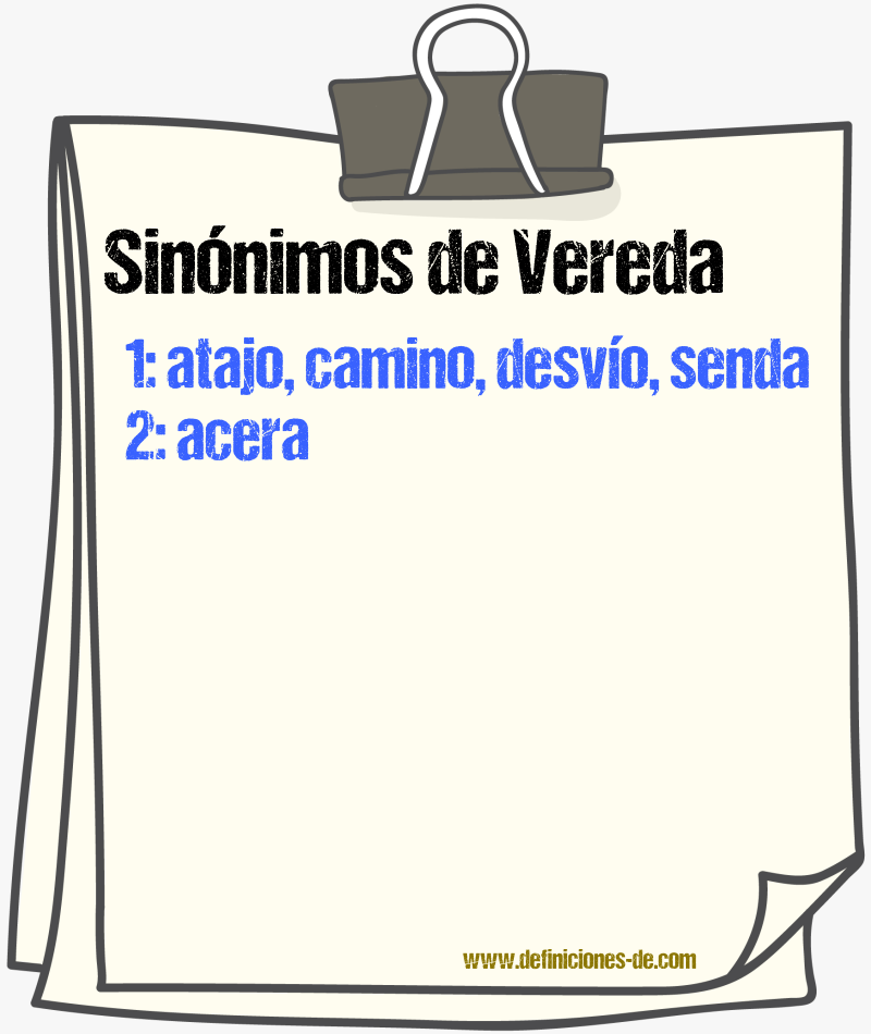 Sinnimos de vereda