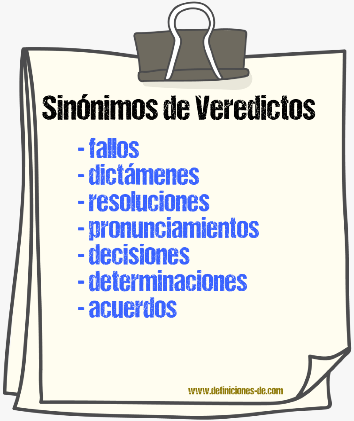 Sinónimos de veredictos
