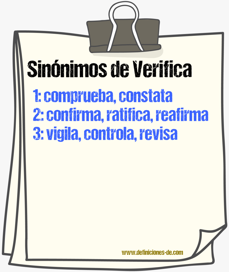 Sinónimos de verifica
