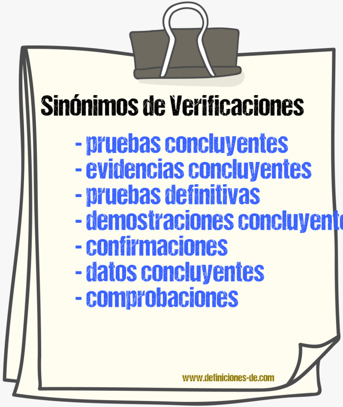 Sinónimos de verificaciones