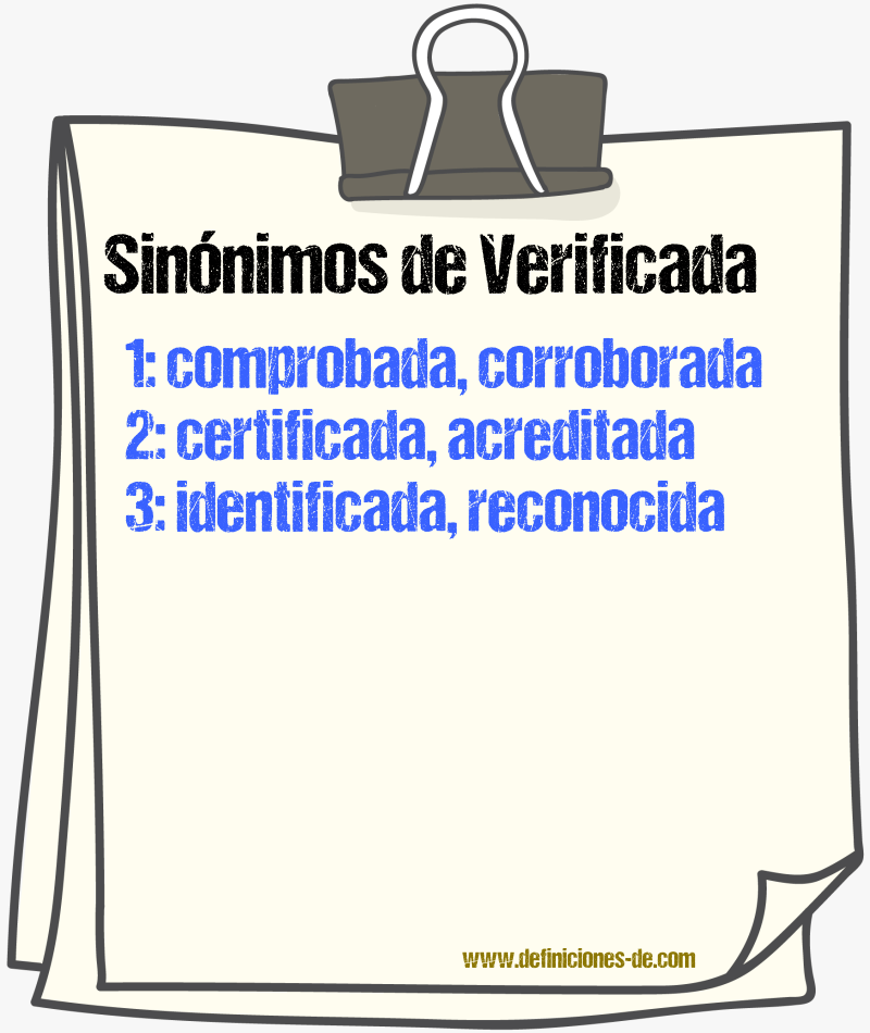 Sinónimos de verificada