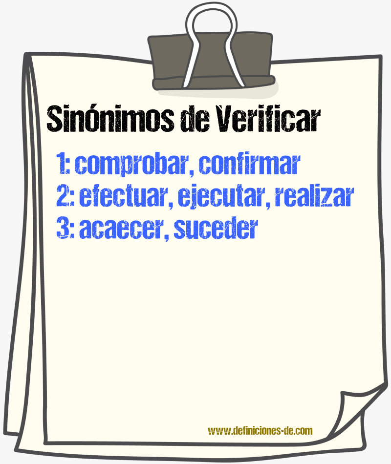 Sinnimos de verificar